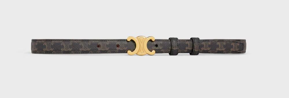 CELINE Small Triomphe Belt 18mm Brown Triomphe Canvas Tan Size 90 NIB